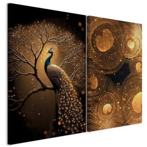 murando - Set De 2 Cuadros Fonoabsorbentes Motivo de pavo r…