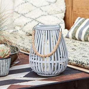 Lights4fun Farolillo Grande Gris di Bambú con TruGlow® Vela…