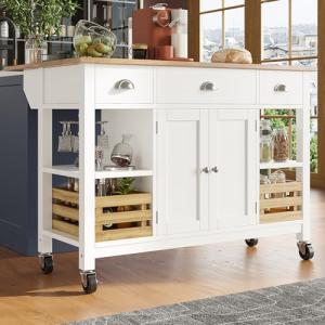 SogesHome Isla de cocina móvil en 4 ruedas con tablero pleg…
