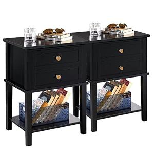Yaheetech 2pcs Mesitas de Noche con Dos Cajones 45x35x61cm…
