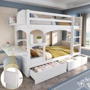 KecDuey Litera infantil de 90 x 200 cm, cama doble multifun…