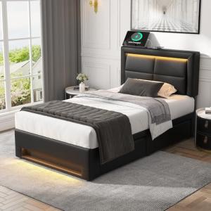 Moimhear Cama tapizada, con puerto USB (admite carga inalám…
