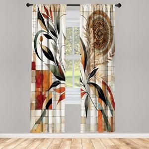ABAKUHAUS Bohemio Juego de 4 Paños Cortinas, Mandala Floral…