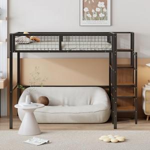 Moimhear Cama alta de 140 x 200 cm con escalera, cuna con m…
