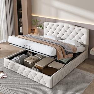 Laxnb Cama Tapizada 140x200 Cama Matrimonio, Cama Juvenil c…