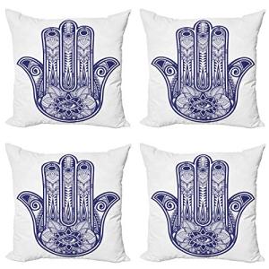 ABAKUHAUS Hamsa Set de 4 Fundas para Cojín, Forma Antiguo,…