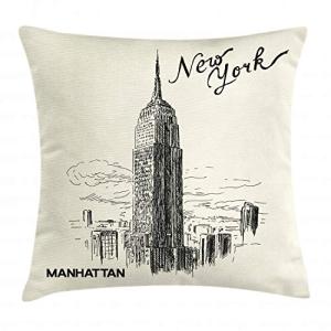 ABAKUHAUS Nueva York Funda para Almohada, Los Rascacielos U…