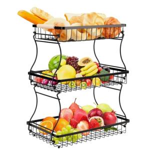 VINATO Frutero de 3 Niveles de Metal – Organizador Moderno…