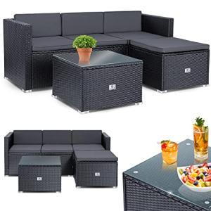 KESSER® Polyrattan Lounge Aruba, Juego de jardín para 3-4 P…