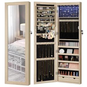 SONGMICS Espejo Joyero LED, 120 cm de Alto con Cerradura, A…