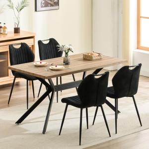 LEWE Juego de Comedor Mesa y 4 Sillas, Rectangular de Mader…