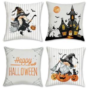 Bonhause Fundas Cojines Halloween Grises 45 x 45 cm Funda d…