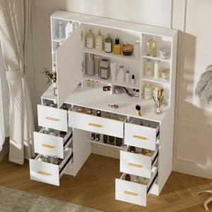 Ereousa Tocador de Maquillaje con Luz, Mesa de Maquillaje c…