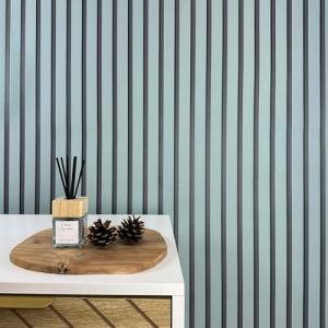 WALLCOVER Papel pintado azul a rayas negras – gris azulado…