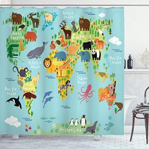 ABAKUHAUS Pasión de Viajar Cortina de Baño, Mapa del Mundo…