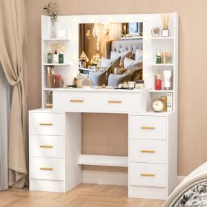 Saimeihome Tocador de Maquillaje con Luz y Taburete, Luces…