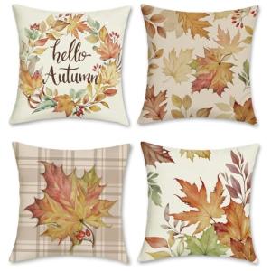 Bonhause Fundas Cojines Otoño Hojas 45 x 45 cm Funda de Alm…