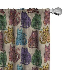 ABAKUHAUS Tatuaje Juego de 2 Paños Cortinas, Los Gatos de C…