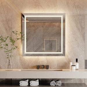 LUVODI Espejo Baño con Luz 80x80: Espejos de Baño Cuadrado