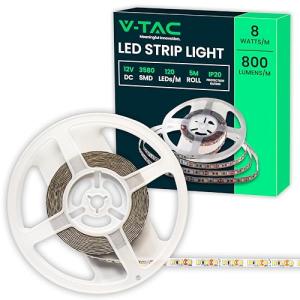 V-TAC Tira LED 5 Metros 8W SMD 3528-3000K Blanco Cálido - T…