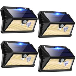 OUILA Luz Solar Exterior, 【4 Paquete】 185 LED/3 Modos Focos…