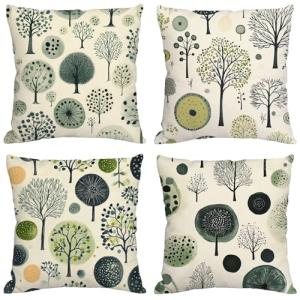 Fundas Cojines 70x70 cm Juego de 4 Verde Salvia Cojines Ext…
