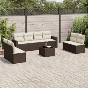 ShGaxin Set de sofás de jardín 9 pzas y Cojines ratán sinté…