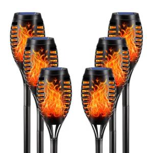 LQWELL Luces de antorcha solar para exteriores, 6 piezas, 1…