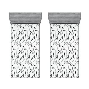 ABAKUHAUS Gris Sábana Elastizada Juego de 2, Hojas y Ramas…