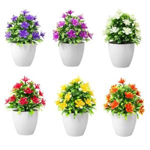 Luckwaii 6 Piezas Flores Artificiales en Maceta Plantas Min…