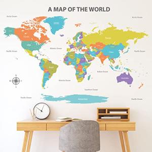 DECOWALL DL3-2302 Coloroso mapa del mundo niños murallas de…
