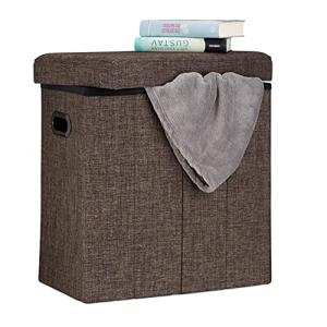 Relaxdays Puff Almacenaje Plegable con Tapa, Poliéster, Mar…
