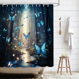 APROPHIC Cortina de Ducha con Diseño de Mariposa 180 x 180…