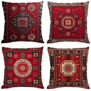 Fundas Cojines 65x65 cm Juego de 4 Rojo Cojines Exterior Im…