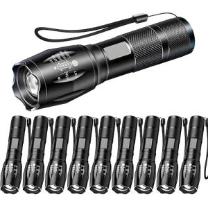 Paquete de 10 linternas tácticas brillantes de alto lúmenes…