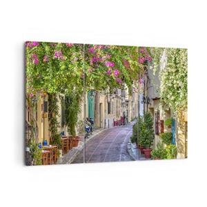 ARTTOR Lienzos decorativos Calle decoración flores grecia C…