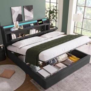 Oslghy Cama Doble 160x200 cm con LED e Interfaz USB Cabecer…