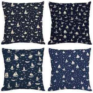 Azul oscuro Cojines Exterior Impermeable Lino Grande Fundas…