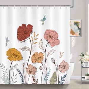 Bonhause Cortina de Ducha Boho Flores Retro Floral Silvestr…