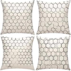 En Beige y negro Cojines Exterior Impermeable Terciopelo Gr…
