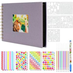 Album de Fotos 60 Páginas Negras Scrapbook Espiral para Peg…