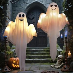 KOMEIYL 2pcs Luz Fantasma Colgante Halloween, Decoración Ha…