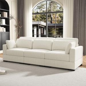 Sofá de 3 Plazas con Reposabrazos y Cojines, Sofa Chaise Lo…