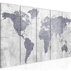 Runa Art Cuadro XXL Mapa Del Mundo 200 x 80 cm Gris 5 Pieza…