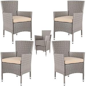 CASARIA® Set 4 Sillones de Jardín Poliratán Apilables con C…