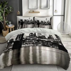 Gris Negro Funda de Edredón 220x240 cm (Cama 135/150) Puent…
