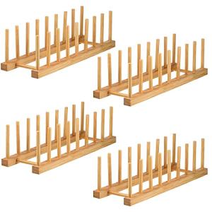 Lawei Paquete de 4 estantes de bambú para Platos, Soporte p…