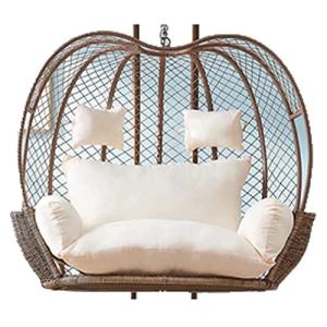 Silla columpio de mimbre para exteriores con cojines grueso…