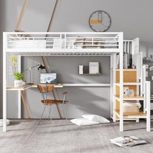 Moimhear Cama de hierro, litera, 90 x 200 cm, cama alta, ad…