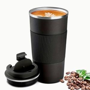 Taza térmica de café de 380ml de acero inoxidable negra ,ta…